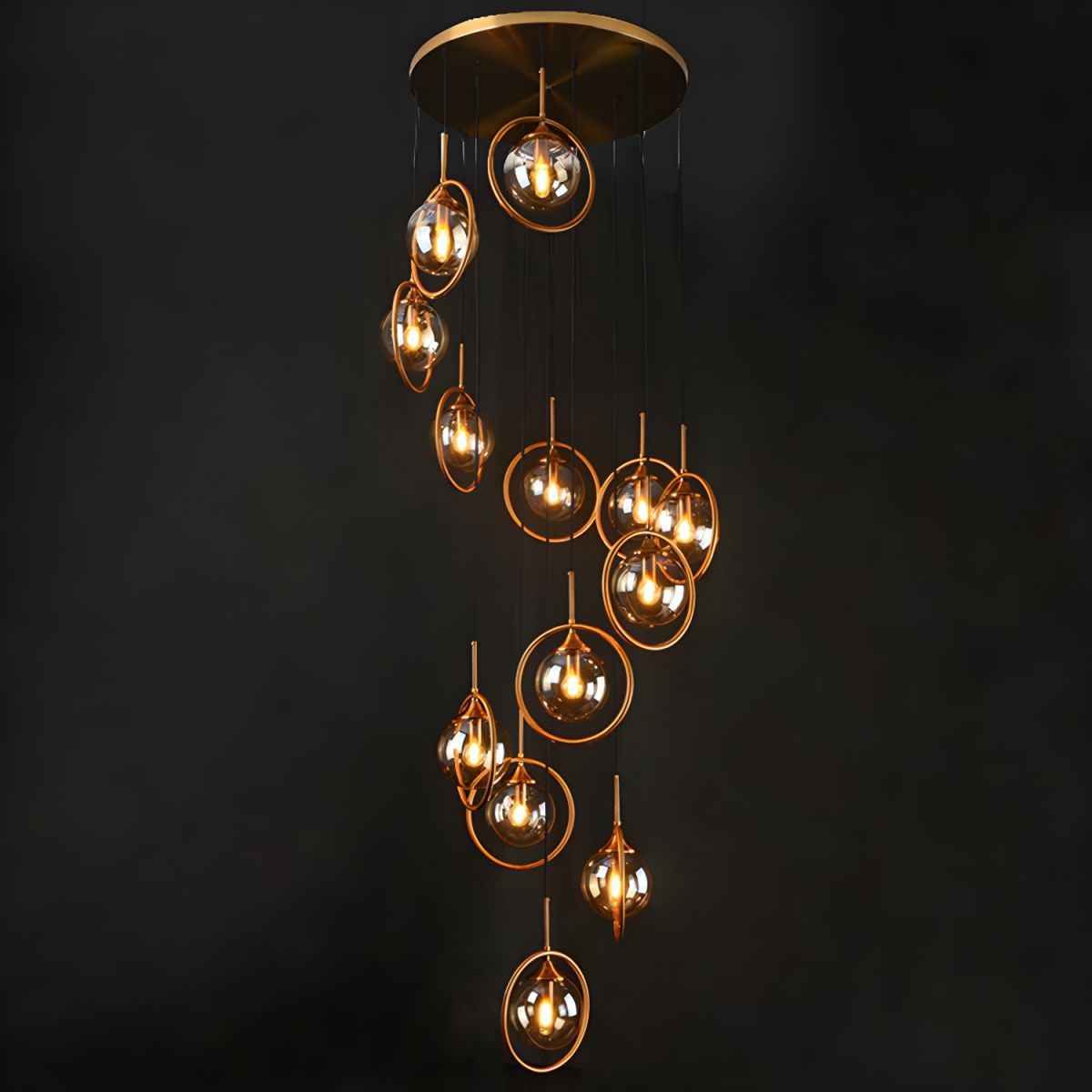Spiral Ambient Glass Pendant Lamp for Staircase