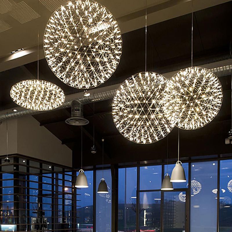 Pendant Light With Firework Shade And Art Deco Orbit For Ambient Glow