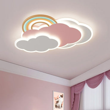 Three Colour Change Pink White Cloud Rainbow Flush Mount Ceiling Light