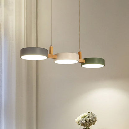 Circular LED Three-Head Pendant Light for Living Rooms