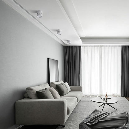 Black And White Cylindrical Flush Mount Ceiling Light For Hallway
