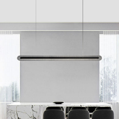 Minimalist Living Room Black Metal Linear Pendant Light