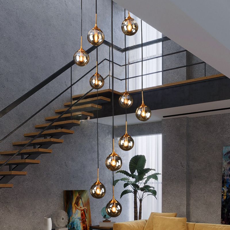 Spiral Ambient Glass Pendant Lamp for Staircase