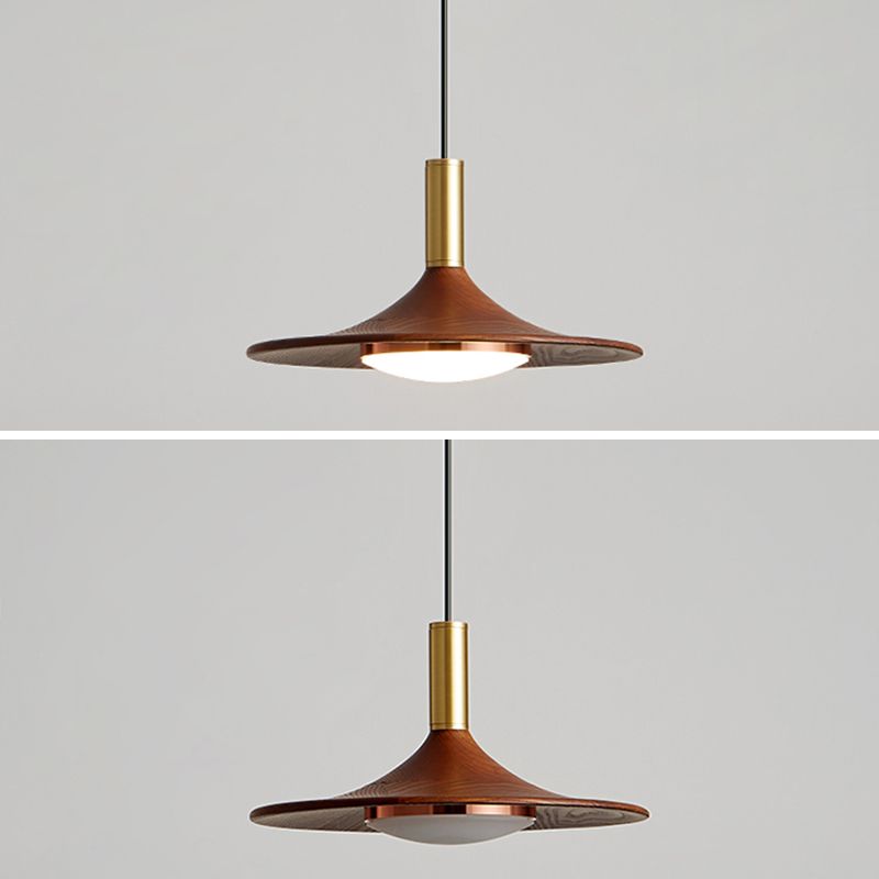 Natural Finish Wood Rustic Cap Pendant Light