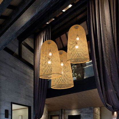 Handmade Bamboo LED Pendant Light With Warm Ambient Glow