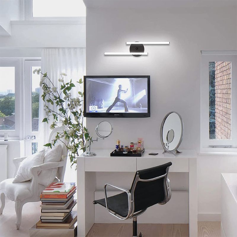 Black And Silver IP44 Bi-Linear LED Vanity Wall Light