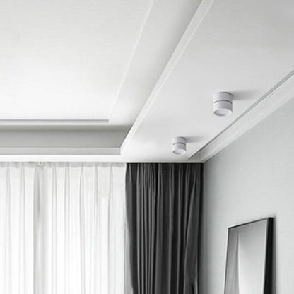 Black And White Cylindrical Flush Mount Ceiling Light For Hallway