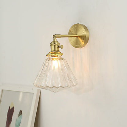 Glass Globe Gold Floral Vanity Wall Light For Bedroom