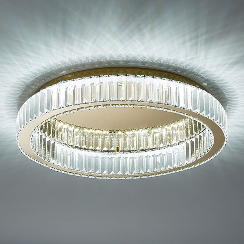 Gold Flush Mount Ceiling Light Aurora Circular Crystal Art Deco