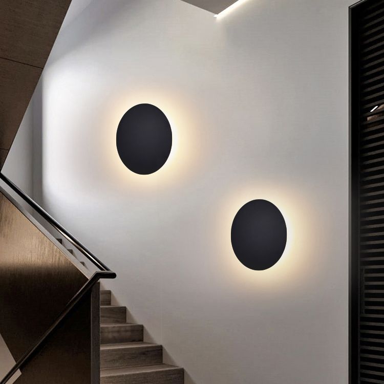 Wall Lamp Round Metal Minimalist For Bedroom Or Living Room