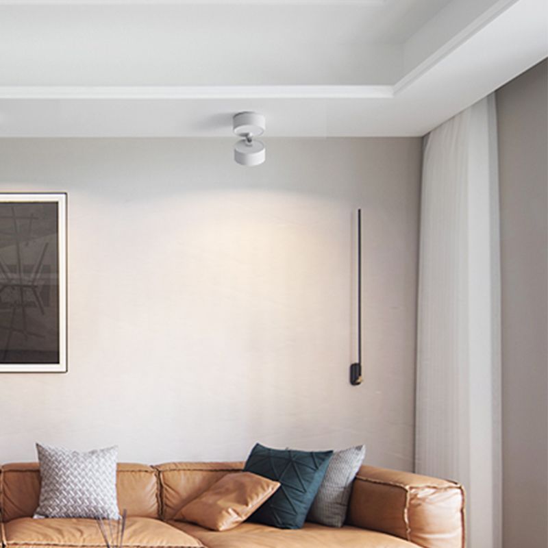 Black And White Cylindrical Flush Mount Ceiling Light For Hallway