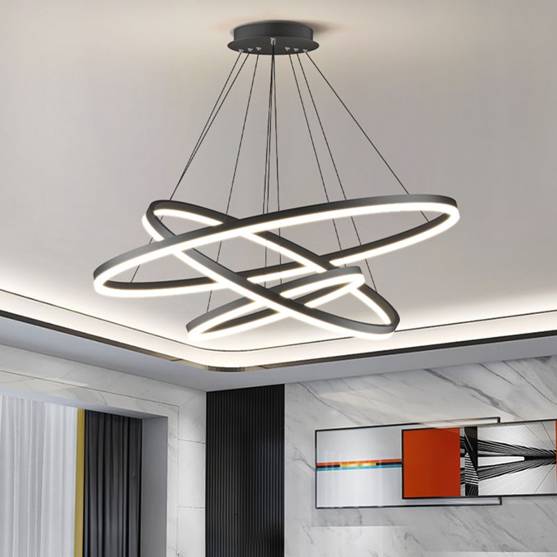 Pendant Light For Elegant Ambience Three Ring Black