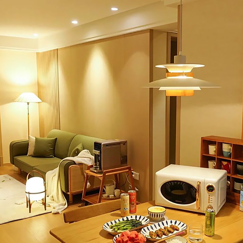 Dimmable Led Pendant Light With White Metal