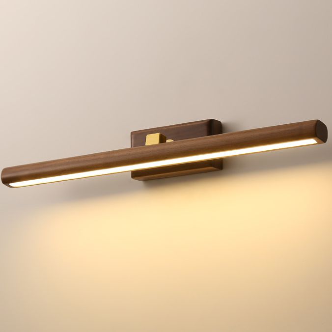 Rotating Mirror With Wooden Vanity Wall Lamp