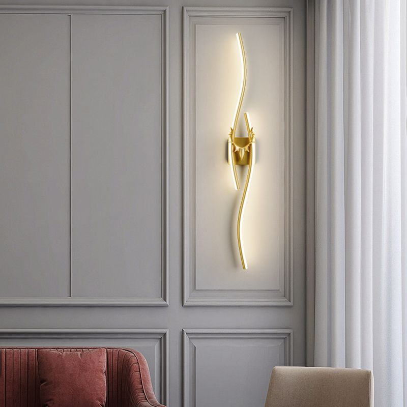 Black Gold Modern Dimmable LED Metal Linear Wall Light