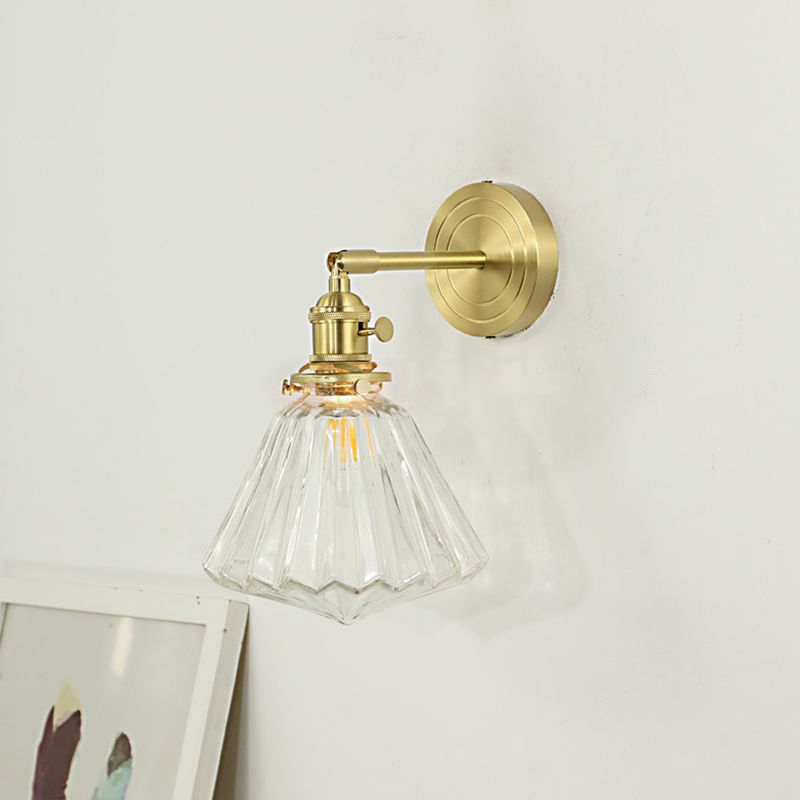 Glass Globe Gold Floral Vanity Wall Light For Bedroom