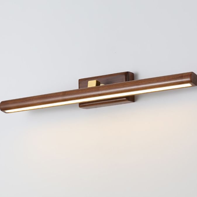 Rotating Mirror With Wooden Vanity Wall Lamp