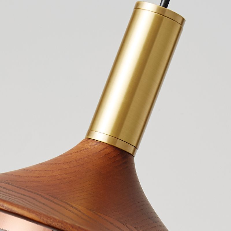 Natural Finish Wood Rustic Cap Pendant Light
