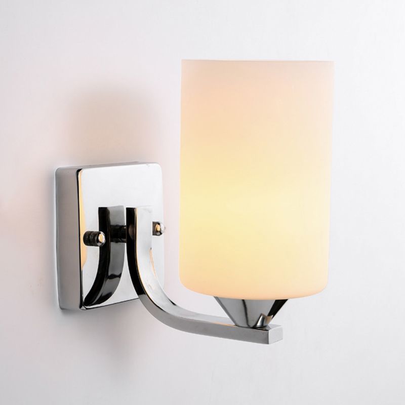 LED Enabled Cylindrical Metal And Glass Vanity Wall Light Black Chrome