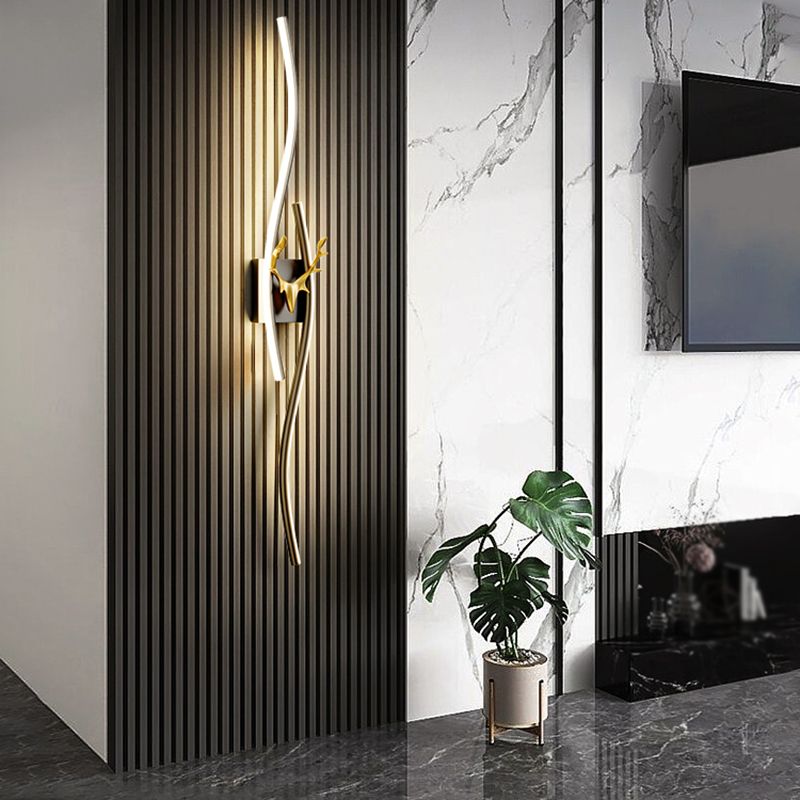 Black Gold Modern Dimmable LED Metal Linear Wall Light