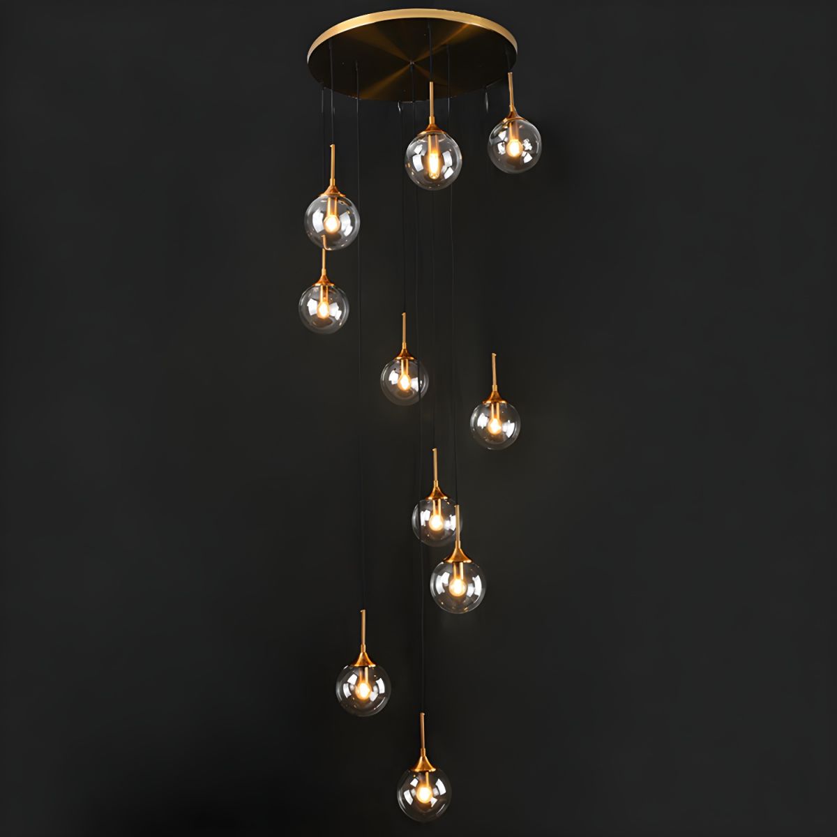 Spiral Ambient Glass Pendant Lamp for Staircase