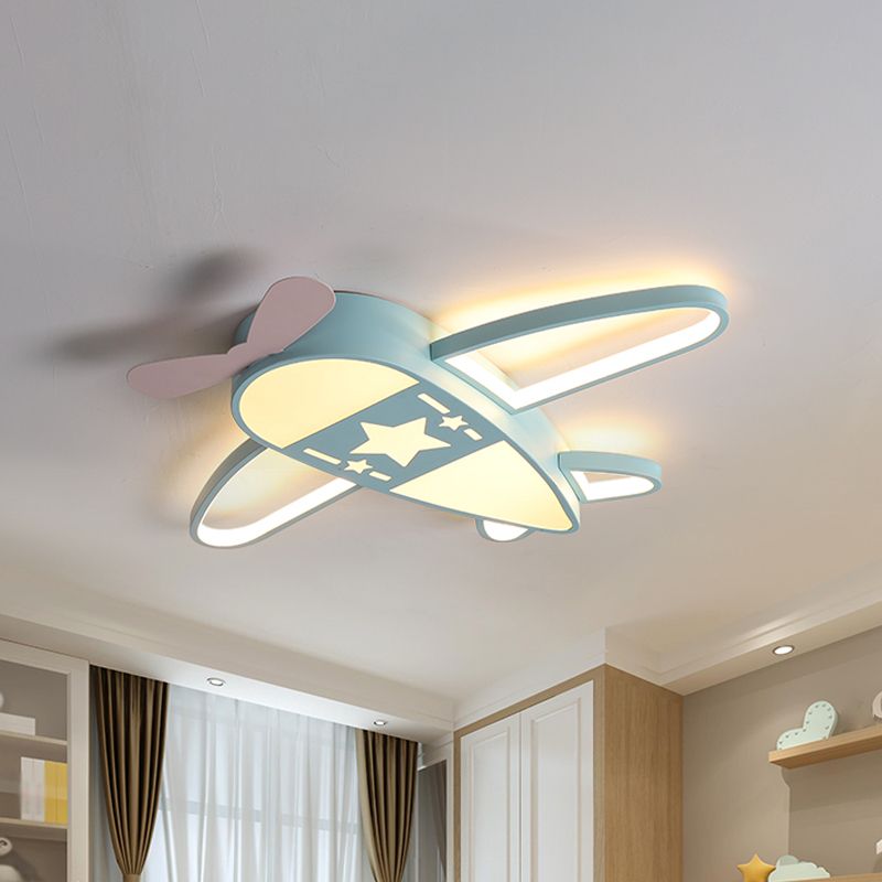 Metal And Acrylic Airplane Shaped Flush Mount Ceiling Light