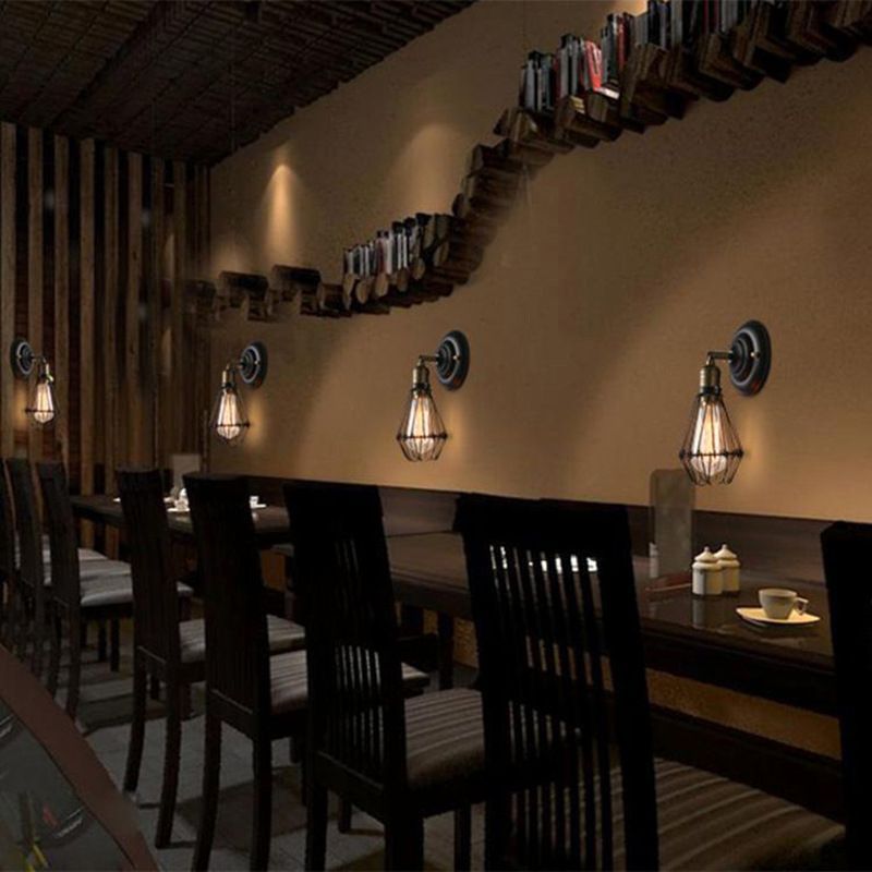Rustic Black Finished Metal Industrial Wall Lantern Light