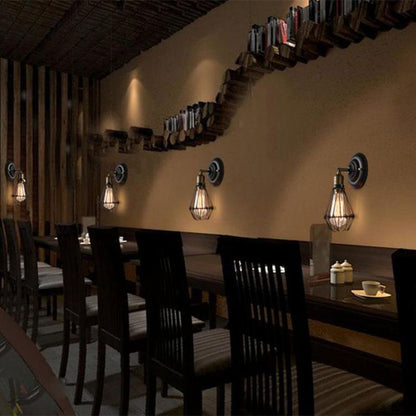 Rustic Black Finished Metal Industrial Wall Lantern Light