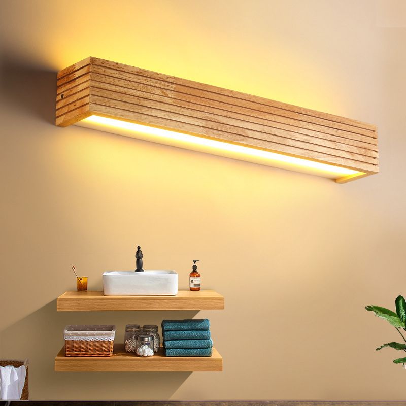 Three Colour Temperature Modes LED Vanity Wall Light With Oak Wood