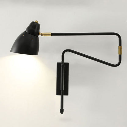 Black And Gold Metal Finish Modern Adjustable Wall Light For Study