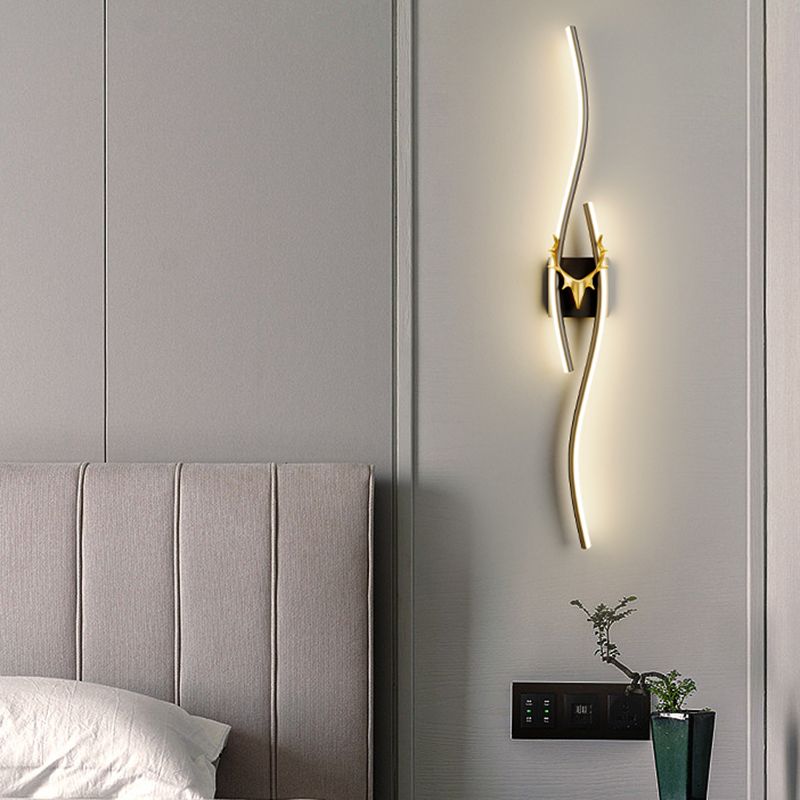Black Gold Modern Dimmable LED Metal Linear Wall Light