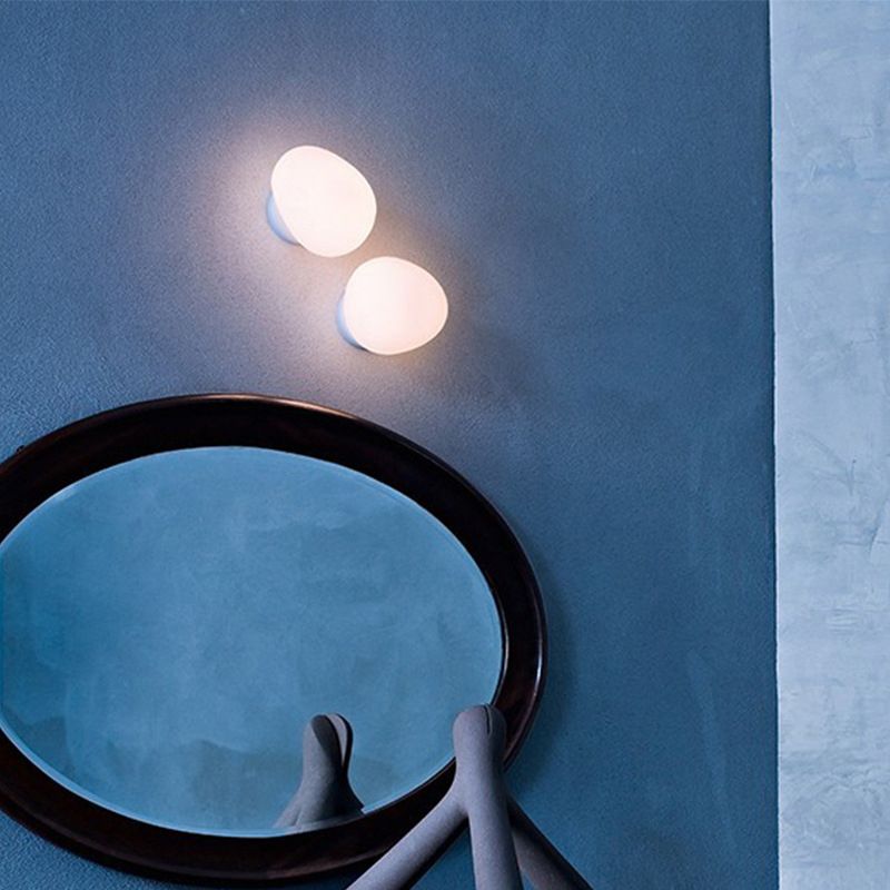 White Finish Geometric Glass Vanity Wall Light