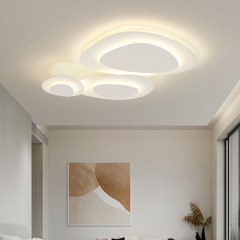 White LED Flush Mount Ceiling Light For Bedroom Modern Unique Shape