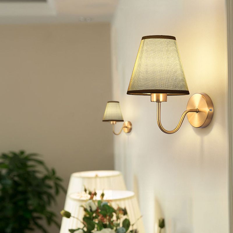 Galvanised Metal Frame Nordic Fabric Vanity Wall Lamp