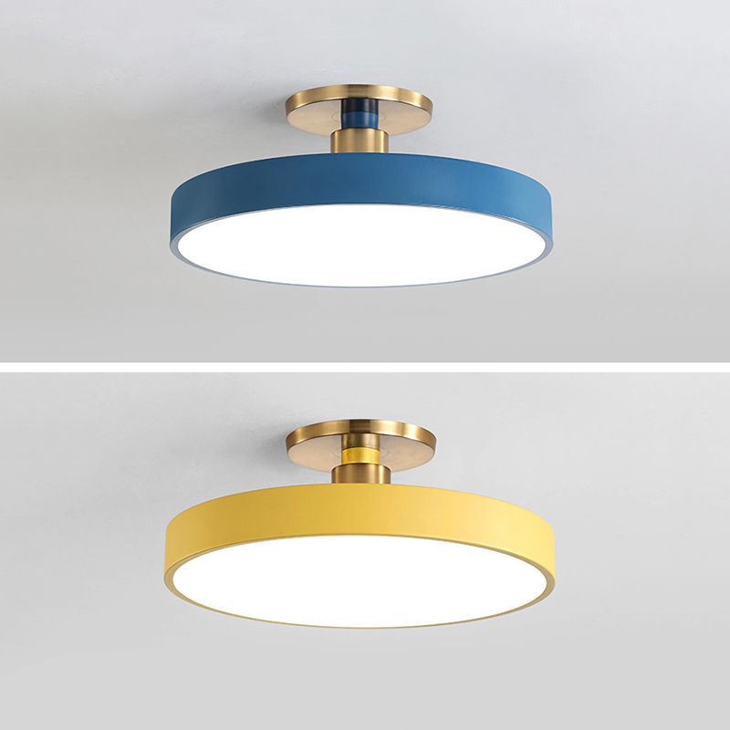 Black White Gold Dusty Blue Slim Round Flush Mount Ceiling Light