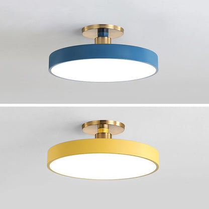 Black White Gold Dusty Blue Slim Round Flush Mount Ceiling Light