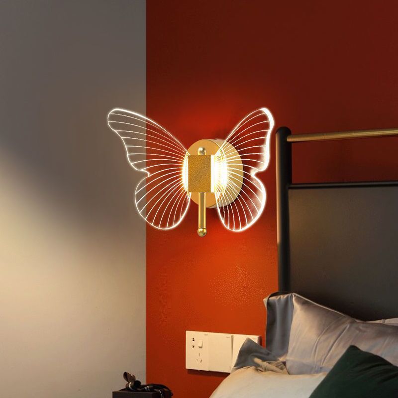 LED Gold Finish Metal Butterfly Wall Light