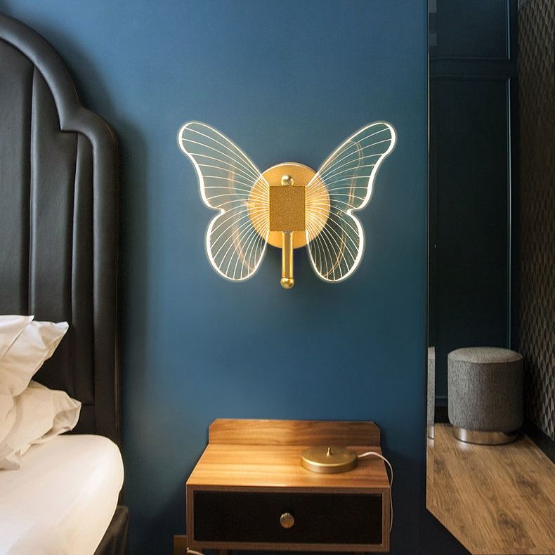 LED Gold Finish Metal Butterfly Wall Light