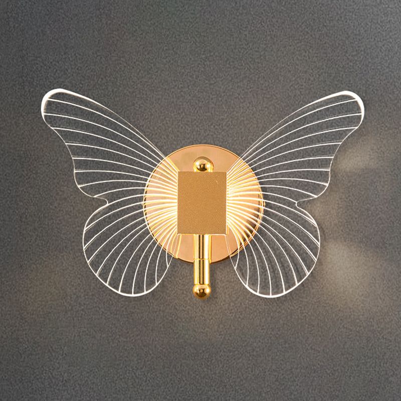 LED Gold Finish Metal Butterfly Wall Light