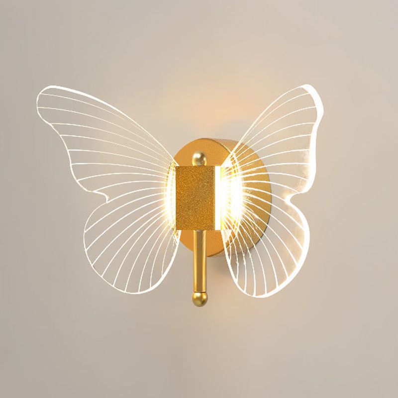 LED Gold Finish Metal Butterfly Wall Light