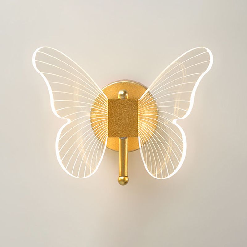 LED Gold Finish Metal Butterfly Wall Light
