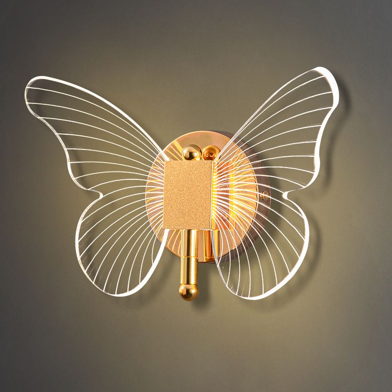 LED Gold Finish Metal Butterfly Wall Light