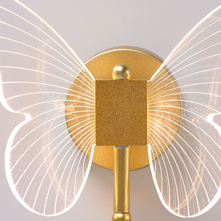 LED Gold Finish Metal Butterfly Wall Light