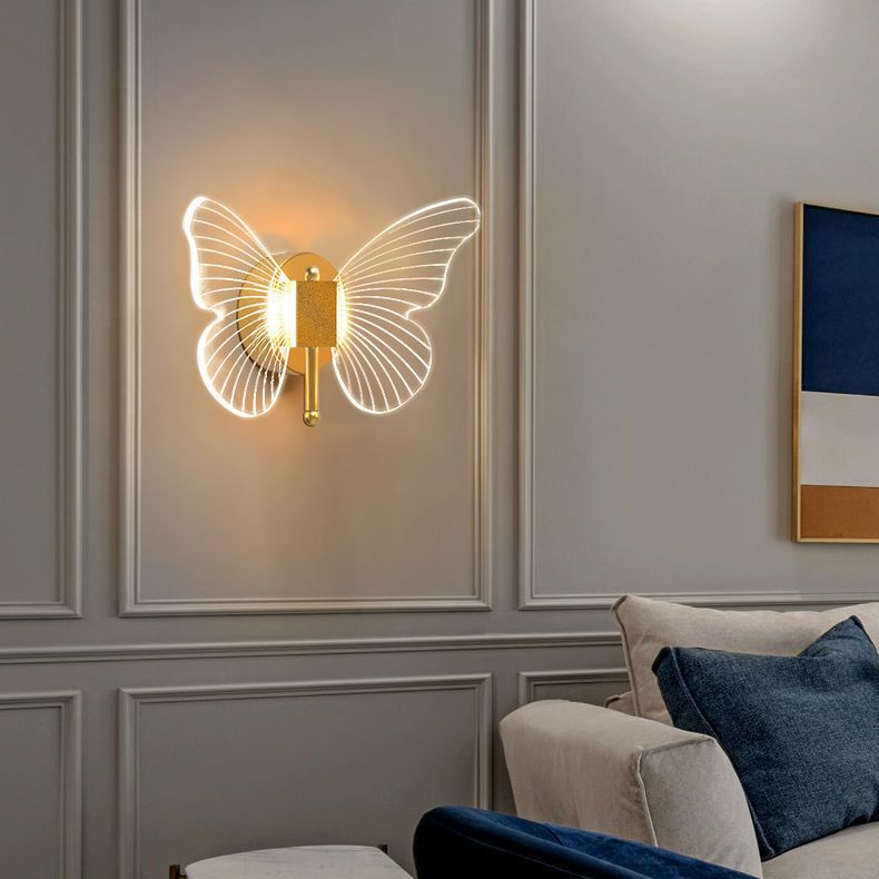 LED Gold Finish Metal Butterfly Wall Light