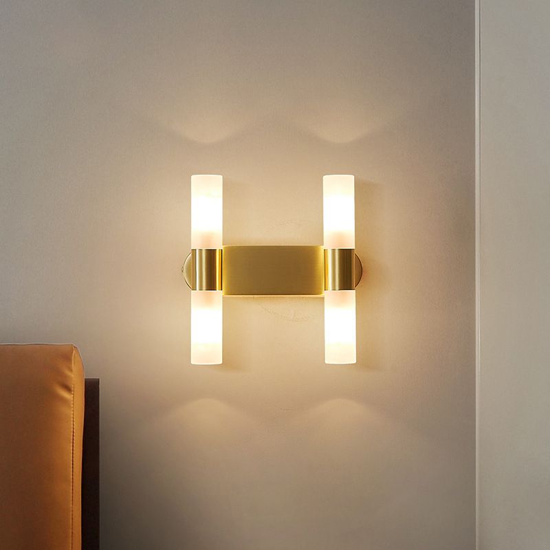 Metal Finish Dimmable Cylindrical Gold LED Wall Light