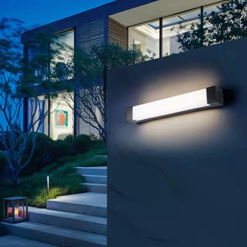 Three Colours Dimmable Outdoor Wall Light Minimalist Linear Black