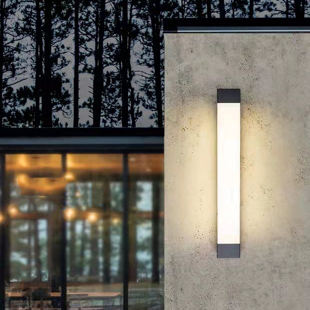 Three Colours Dimmable Outdoor Wall Light Minimalist Linear Black