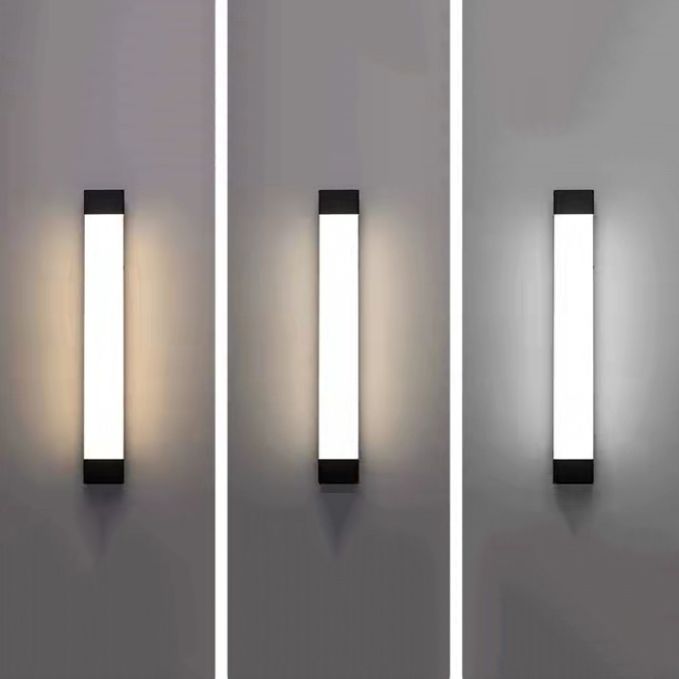Three Colours Dimmable Outdoor Wall Light Minimalist Linear Black