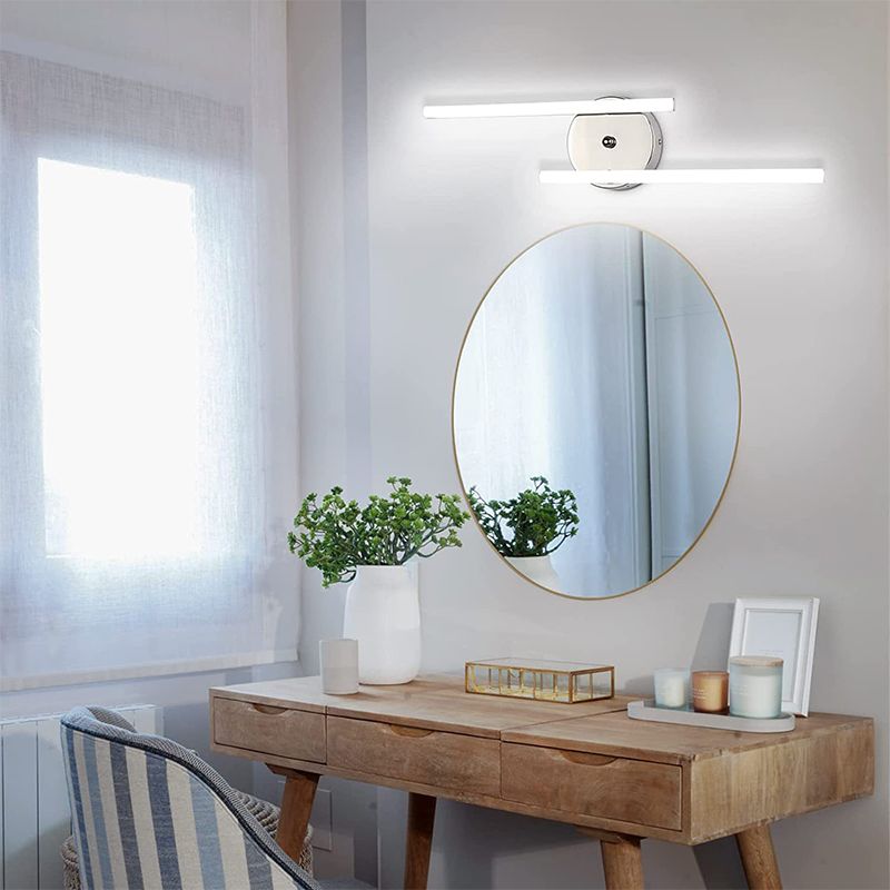 Black And Silver IP44 Bi-Linear LED Vanity Wall Light