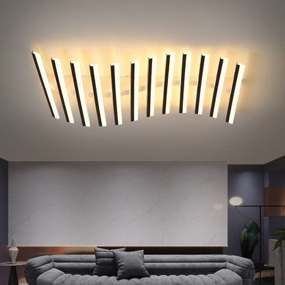 Black Modern Linear Wave Flush Mount Ceiling Light Arisha